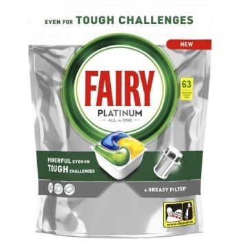 Fairy 63 szt Platinum Lemon do zmywarki – paleta 576 szt.