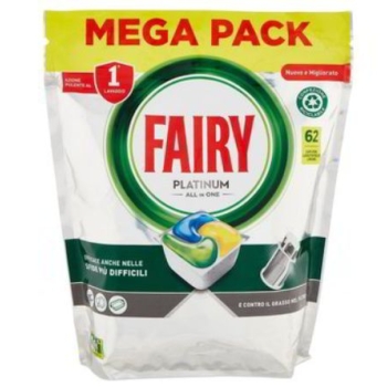 Fairy Platinum Lemon 62 szt. – kapsułki do zmywarki (paleta 288 opakowań)