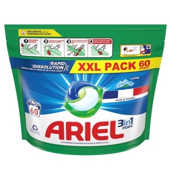 Ariel 60szt 3w1 Alpine kapsułki do prania ALPINE HURTOWNIA – 72 sztuki