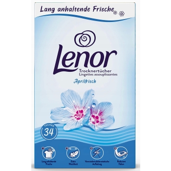 LENOR chusteczki niebieskie zapachowe do pralko-suszarki, szafek, auta - 34 szt.