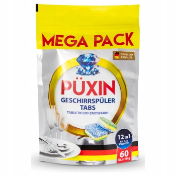 TABLETKI DO ZMYWARKI PUXIN - MEGA PACK 60 SZT. - WYSOKA JAKOŚĆ NIEMIECKIE