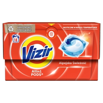 Vizir Platinum PODS Alpine Fresh Kapsułki do prania białego 18 szt. – świeżość alpejska