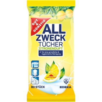 Chusteczki nawilżane niemieckie 80szt mokre czyszczące do łazienki kuchni